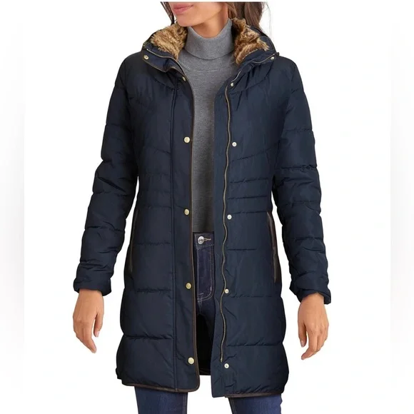 Cole haan women's taffeta down coat with faux fur collar online